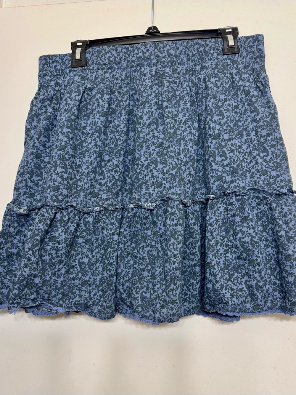NATURAL LIFE Blue Floral Ruffle Tiered Mini Skirt L/XL